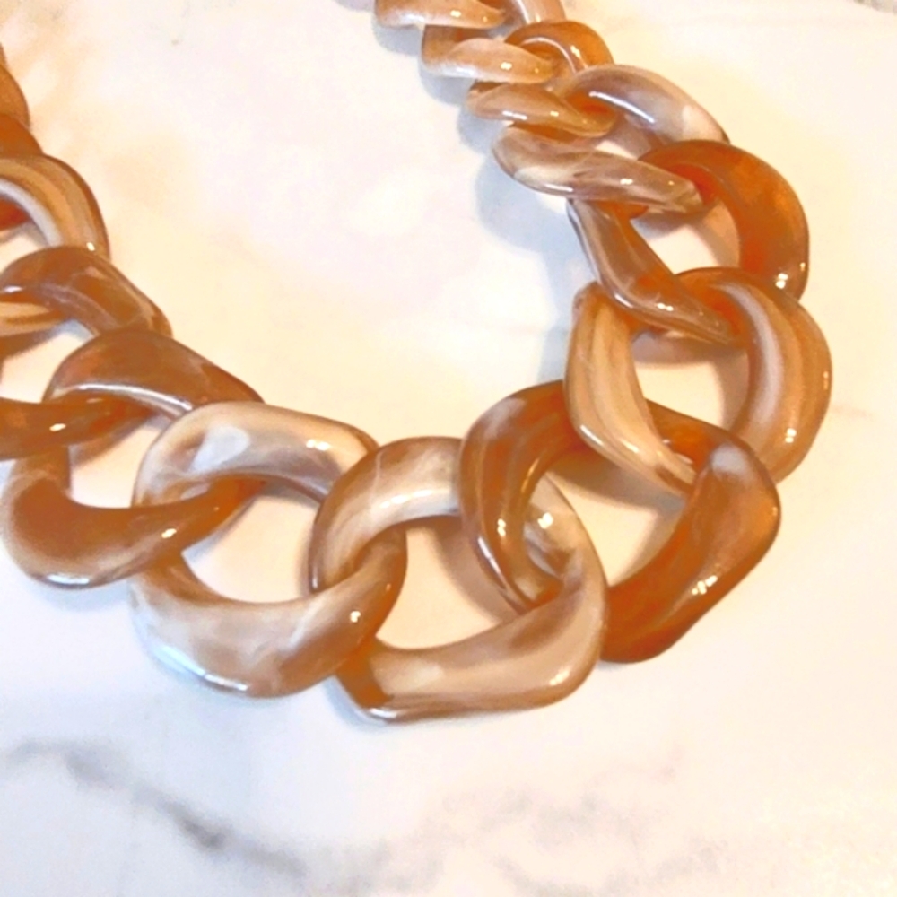 Chunky Tortoise Link 24" Resin Necklace